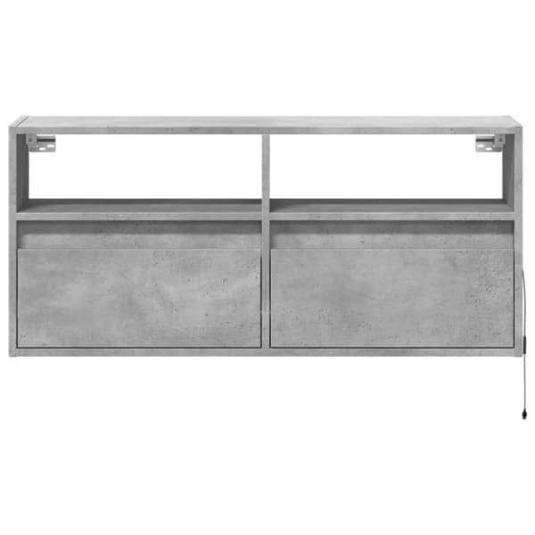 vidaXL væghængt tv-bord med LED-lys 100x31x45 cm betongrå