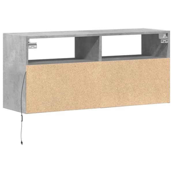 vidaXL væghængt tv-bord med LED-lys 100x31x45 cm betongrå