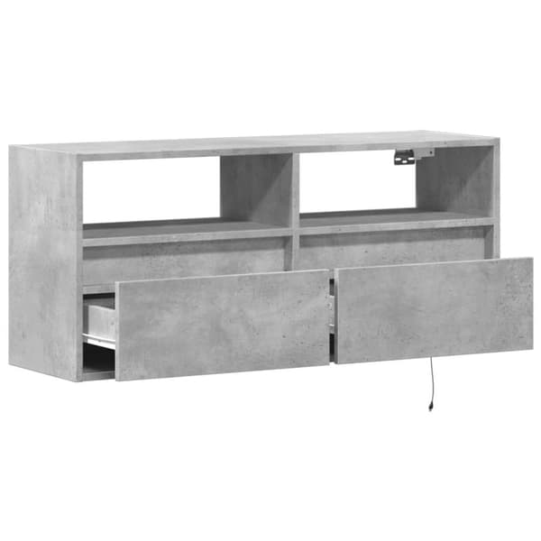 vidaXL væghængt tv-bord med LED-lys 100x31x45 cm betongrå
