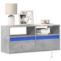 Miniatyrbillede 2 af 11: vidaXL væghængt tv-bord med LED-lys 100x31x45 cm betongrå