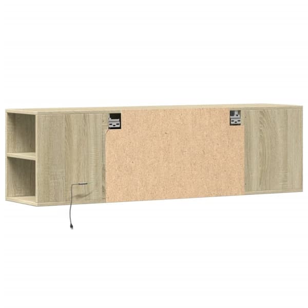 vidaXL væghængt tv-bord med LED-lys 135x31x39,5 cm sonoma-eg