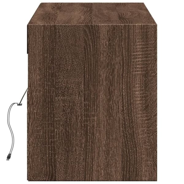 vidaXL Vegghengt TV-benk med LED brun eik 140x31x38 cm
