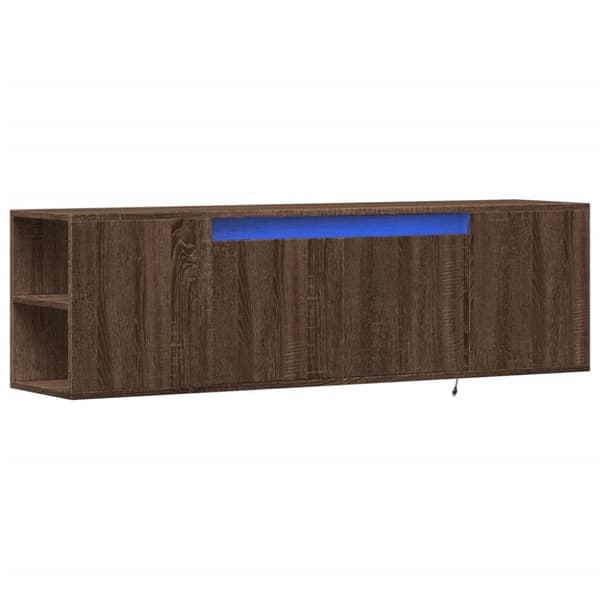 vidaXL Vegghengt TV-benk med LED brun eik 135x31x39,5 cm