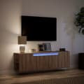 Miniatyrbilde 6 av 11: vidaXL Vegghengt TV-benk med LED brun eik 135x31x39,5 cm