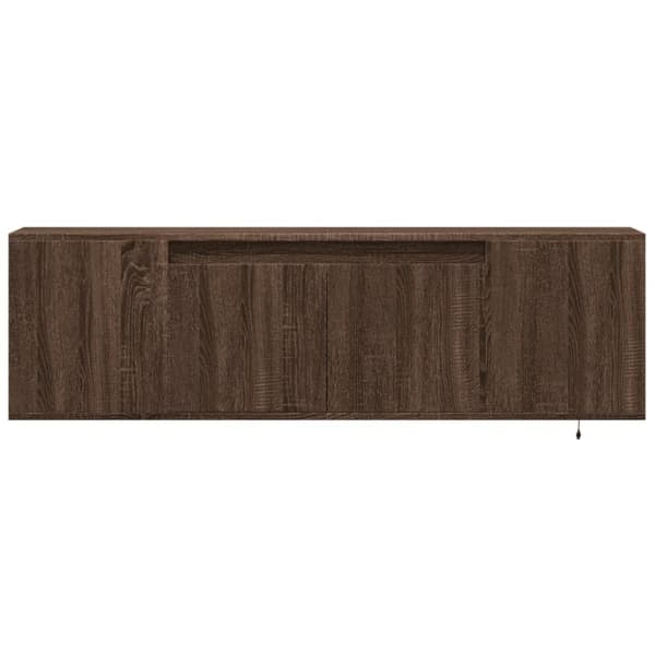 vidaXL Vegghengt TV-benk med LED brun eik 135x31x39,5 cm