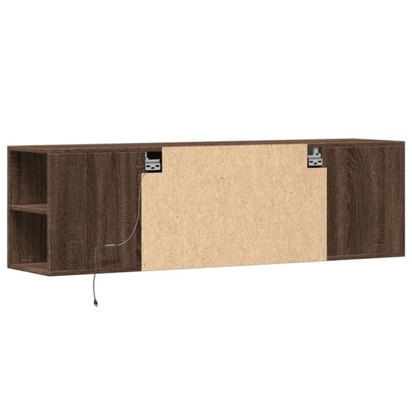 vidaXL Vegghengt TV-benk med LED brun eik 135x31x39,5 cm