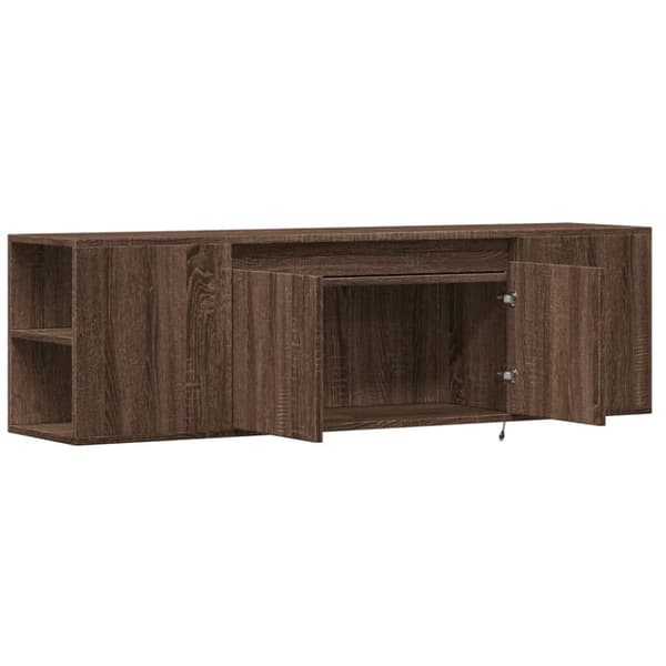 vidaXL Vegghengt TV-benk med LED brun eik 135x31x39,5 cm