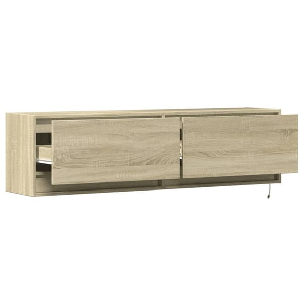vidaXL Vegghengt TV-benk med LED sonoma eik 140x31x38 cm
