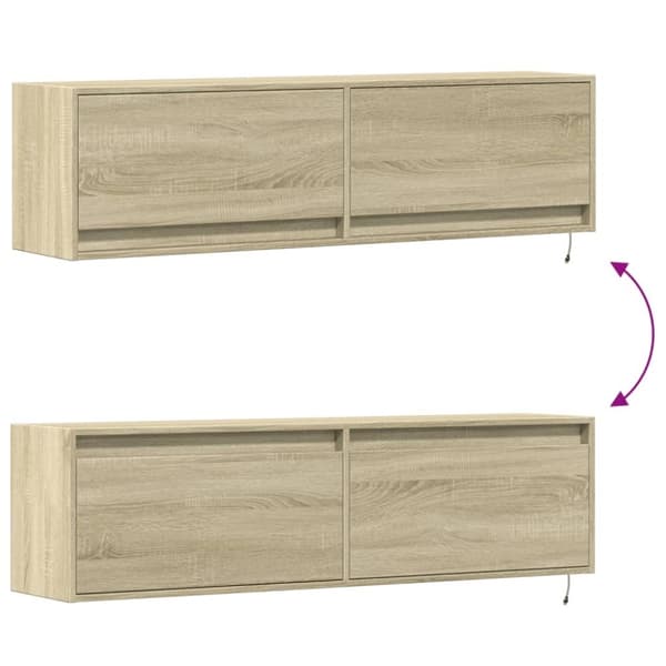 vidaXL Vegghengt TV-benk med LED sonoma eik 140x31x38 cm