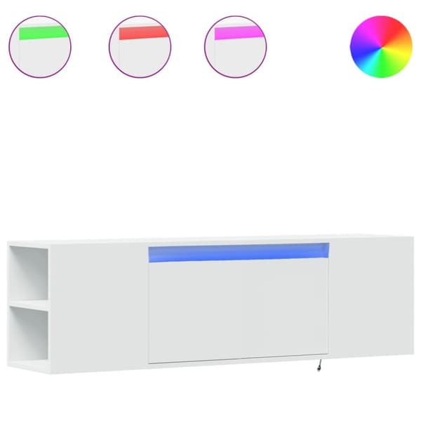 vidaXL Vegghengt TV-benk med LED hvit 135x31x39,5 cm