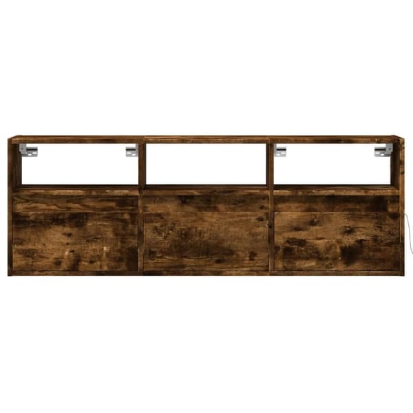 vidaXL Väggmonterad tv-bänk LEDs rökfärgad ek 130x31x45 cm