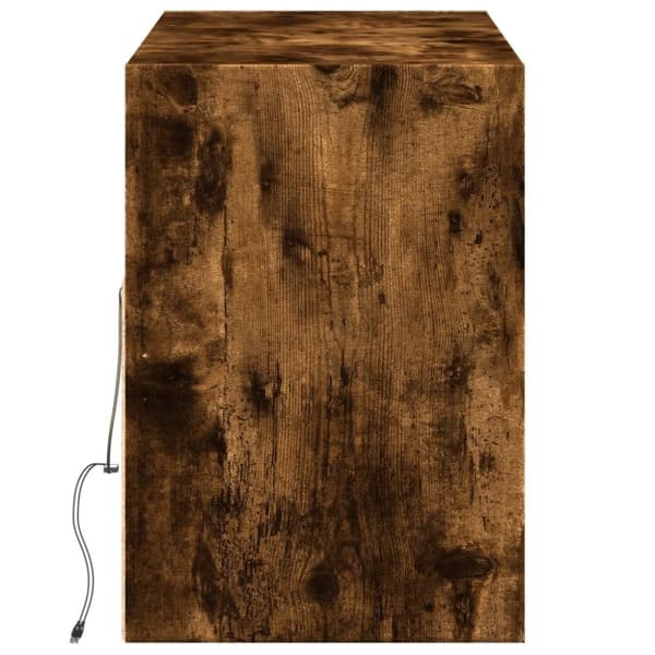 vidaXL Väggmonterad tv-bänk LEDs rökfärgad ek 130x31x45 cm
