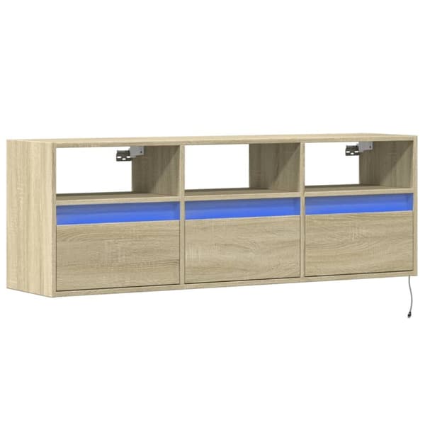 vidaXL TV-seinäkaappi LED-valoilla Sonoma-tammi 130x31x45 cm