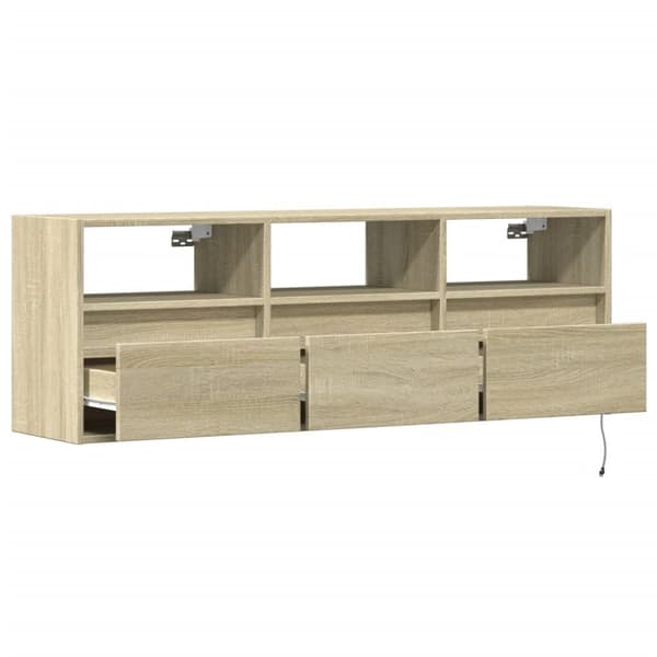 vidaXL TV-seinäkaappi LED-valoilla Sonoma-tammi 130x31x45 cm