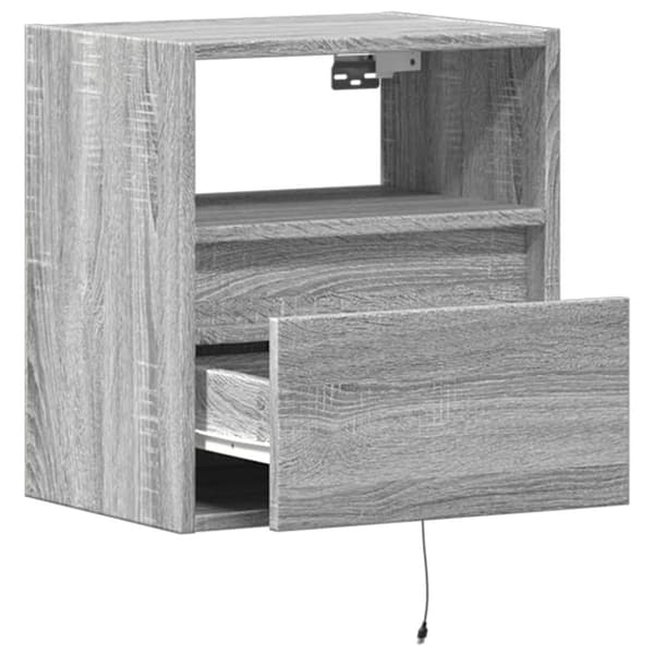 vidaXL Vegghengte TV-benker med LED 2 stk grå sonoma 41x31x45 cm