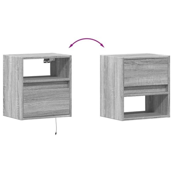 vidaXL Vegghengte TV-benker med LED 2 stk grå sonoma 41x31x45 cm