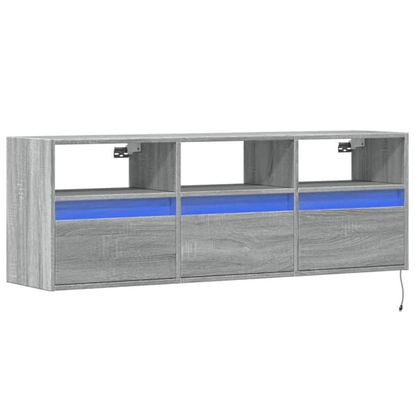 vidaXL Vegghengt TV-benk med LED grå sonoma 130x31x45 cm