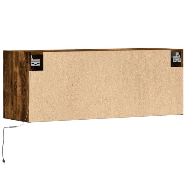 vidaXL Vegghengt TV-benk med LED røkt eik 100x31x35 cm