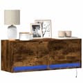 Miniatyrbilde 2 av 11: vidaXL Vegghengt TV-benk med LED røkt eik 100x31x35 cm