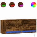 Miniatyrbilde 1 av 11: vidaXL Vegghengt TV-benk med LED røkt eik 100x31x35 cm