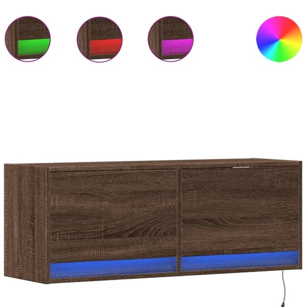 vidaXL TV Veggskap med LED brun eik 100x31x35 cm