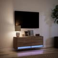 Miniatyrbilde 6 av 11: vidaXL TV Veggskap med LED brun eik 100x31x35 cm