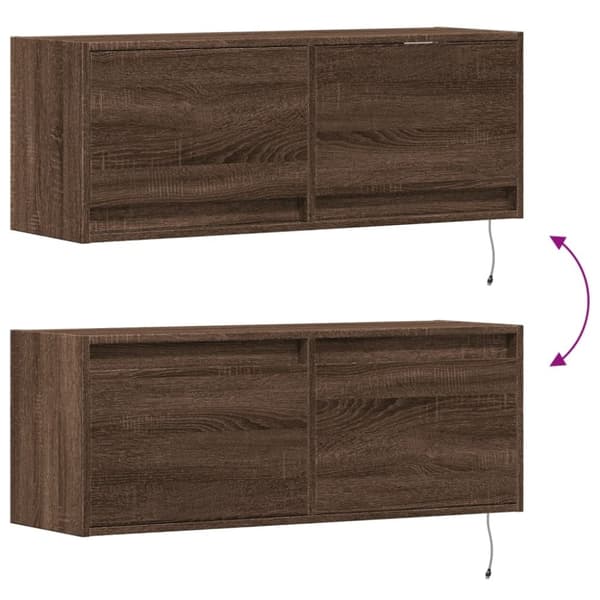 vidaXL TV Veggskap med LED brun eik 100x31x35 cm