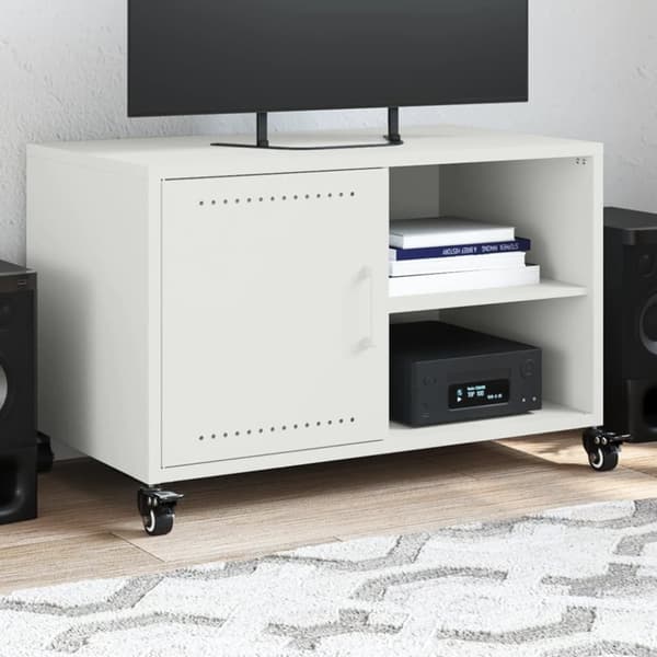 vidaXL TV-benk hvit 68x39x43,5 cm stål