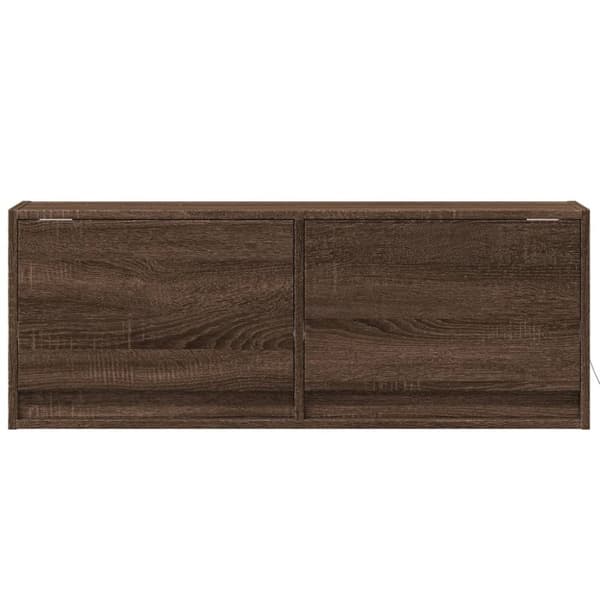 vidaXL væghængt tv-bord med LED-lys 100x31x35 cm brun egetræsfarve