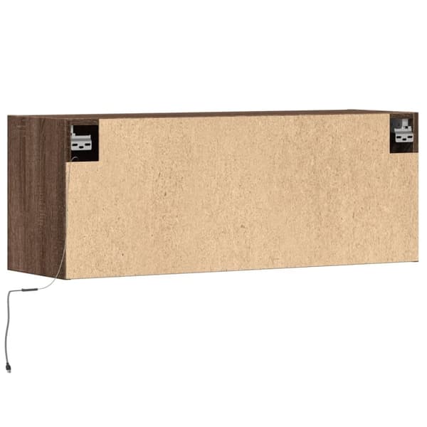 vidaXL væghængt tv-bord med LED-lys 100x31x35 cm brun egetræsfarve