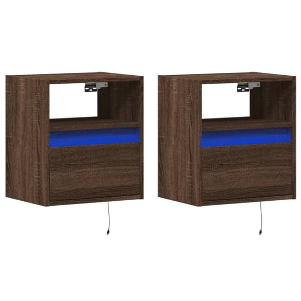 vidaXL TV-seinäkaapit LED-valoilla 2 kpl ruskea tammi 41x31x45 cm