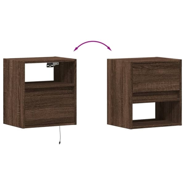 vidaXL TV-seinäkaapit LED-valoilla 2 kpl ruskea tammi 41x31x45 cm