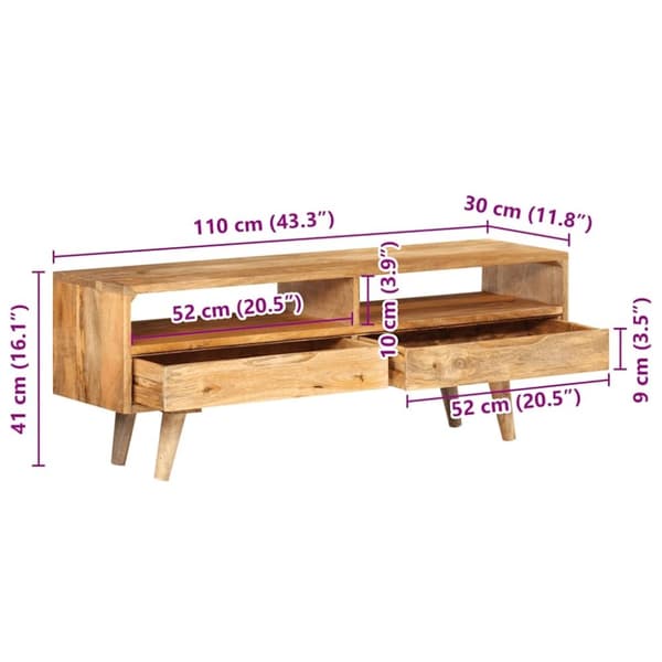 vidaXL tv-bord 110x30x41 cm massivt mangotræ