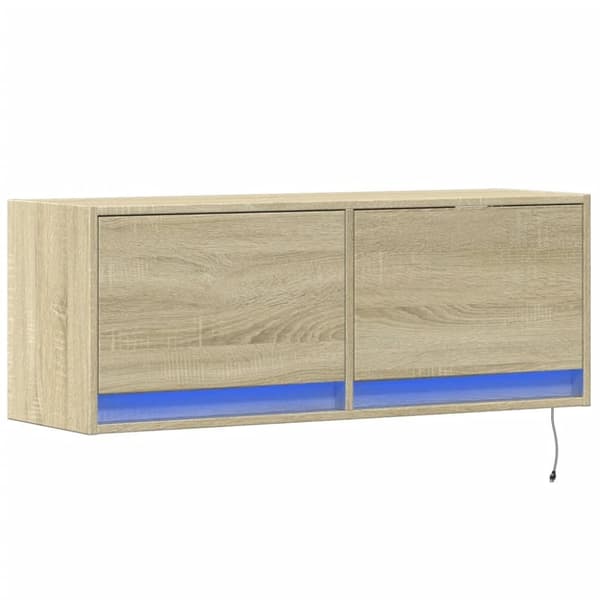 vidaXL Vegghengt TV-benk med LED sonoma eik 100x31x35 cm