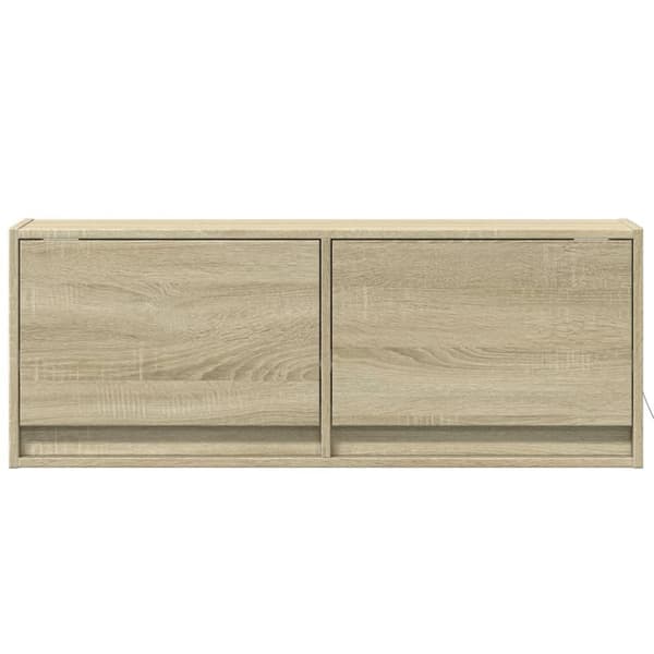 vidaXL Vegghengt TV-benk med LED sonoma eik 100x31x35 cm