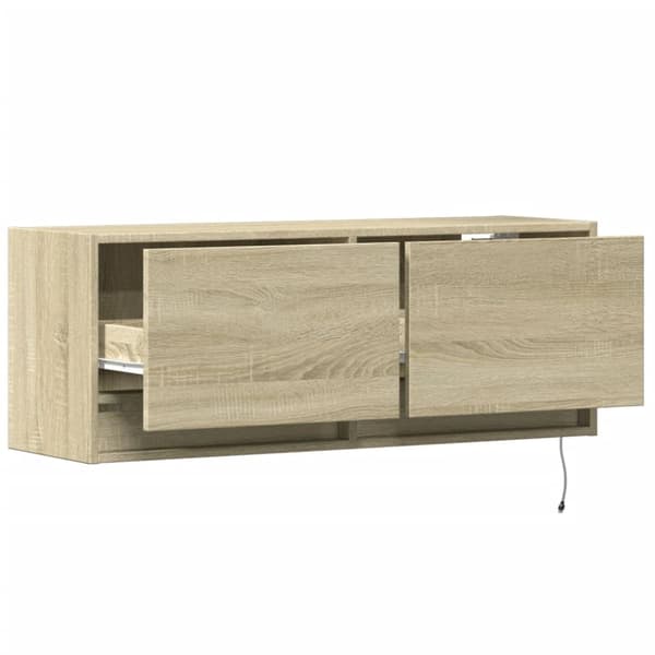 vidaXL Vegghengt TV-benk med LED sonoma eik 100x31x35 cm