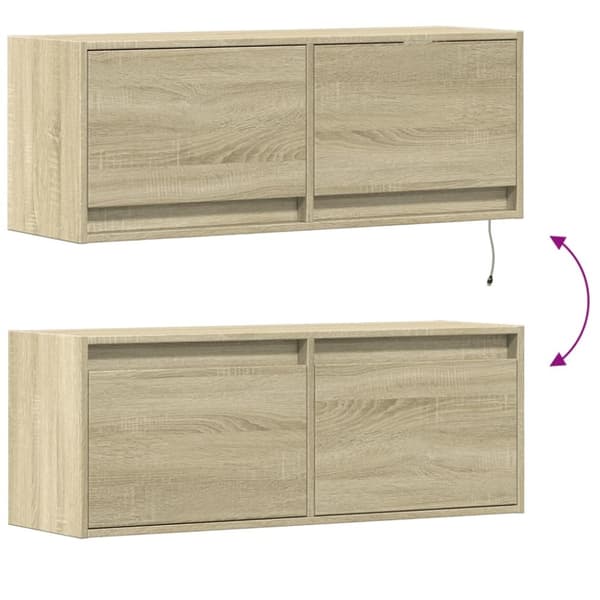 vidaXL Vegghengt TV-benk med LED sonoma eik 100x31x35 cm