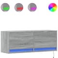 Miniatyrbilde 3 av 11: vidaXL Vegghengt TV-benk med LED grå sonoma 100x31x35 cm