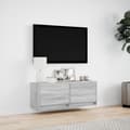 Miniatyrbilde 5 av 11: vidaXL Vegghengt TV-benk med LED grå sonoma 100x31x35 cm