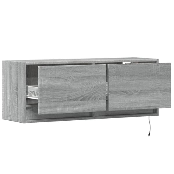 vidaXL Vegghengt TV-benk med LED grå sonoma 100x31x35 cm