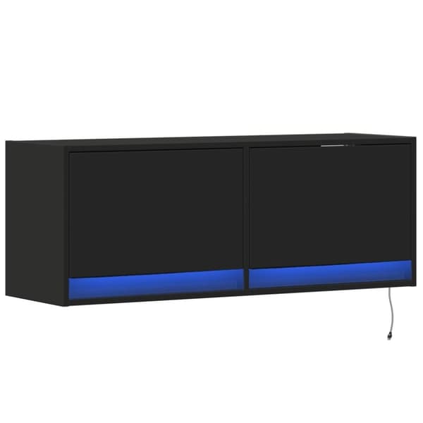 vidaXL Vegghengt TV-benk med LED svart 100x31x35 cm