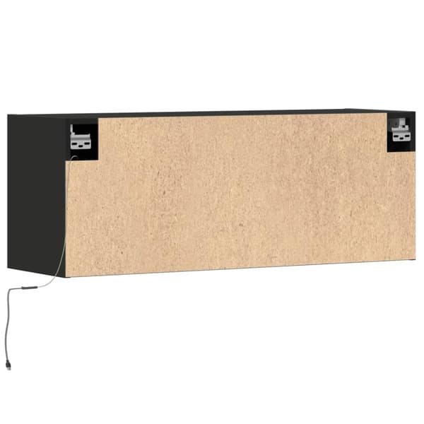 vidaXL Vegghengt TV-benk med LED svart 100x31x35 cm