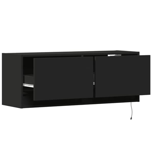 vidaXL Vegghengt TV-benk med LED svart 100x31x35 cm