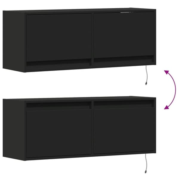 vidaXL Vegghengt TV-benk med LED svart 100x31x35 cm