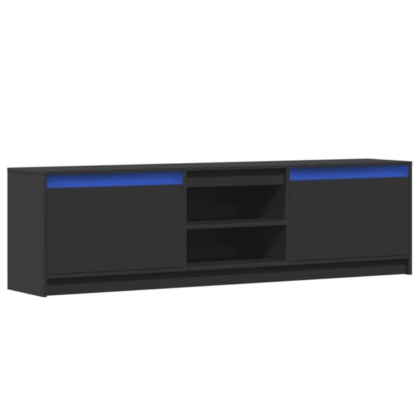 vidaXL TV-benk med LED svart 180x34x50 cm konstruert tre