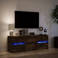 Miniatyrbild 6 av 11: vidaXL Tv-bänk med LEDs rökfärgad ek 140x34x50 cm konstruerat trä