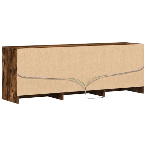 vidaXL Tv-bänk med LEDs rökfärgad ek 140x34x50 cm konstruerat trä