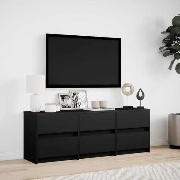 vidaXL Tv-bänk med LEDs svart 140x34x50 cm konstruerat trä