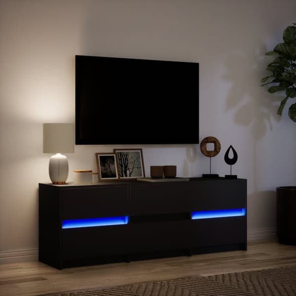 vidaXL Tv-bänk med LEDs svart 140x34x50 cm konstruerat trä