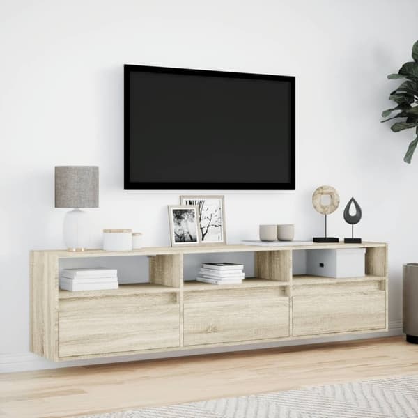 vidaXL Vegghengt TV-benk med LED sonoma eik 180x31x45 cm